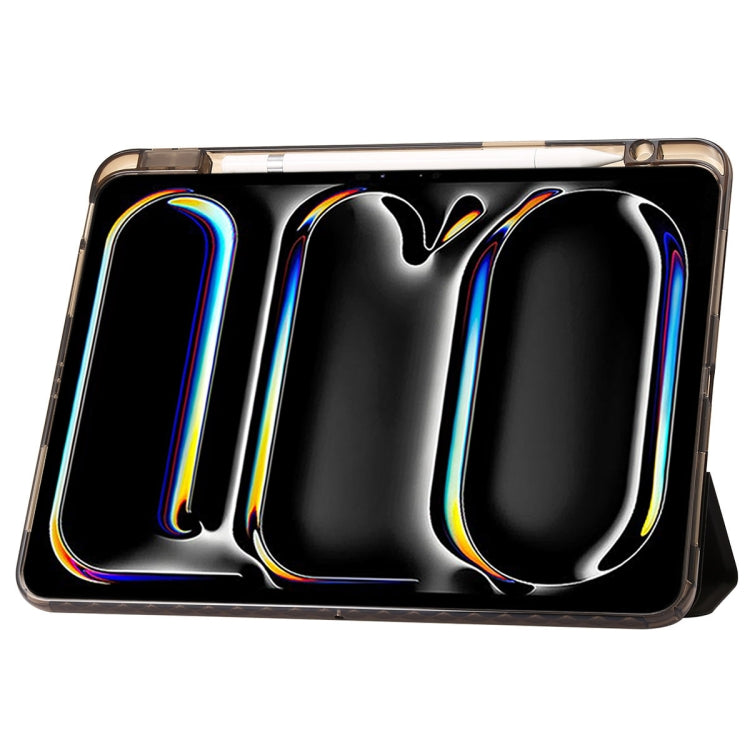 For iPad Air 11 2025 / 2024 Clear Acrylic 3-Fold Leather Tablet Case(Black) - iPad Air 11 2025 / 2024 Cases by PMC TechLife | Online Shopping South Africa | PMC TechLife | Buy Now Pay Later Mobicred