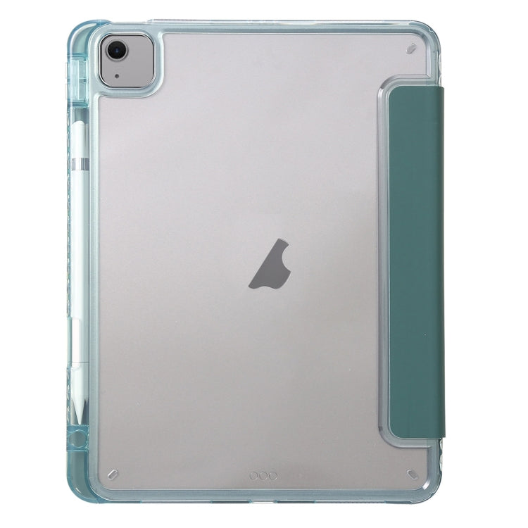For iPad Air 11 2025 / 2024 Clear Acrylic 3-Fold Leather Tablet Case(Dark Green) - iPad Air 11 2025 / 2024 Cases by PMC TechLife | Online Shopping South Africa | PMC TechLife | Buy Now Pay Later Mobicred