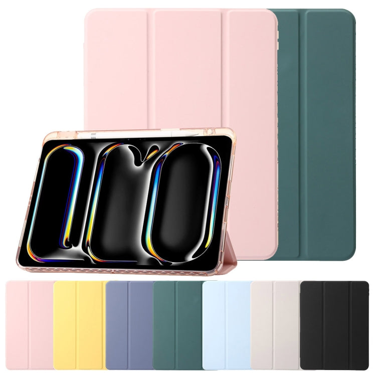 For iPad Air 13 2024 Clear Acrylic 3-Fold Leather Tablet Case(Pink) - iPad Air 13 2024 Cases by PMC TechLife | Online Shopping South Africa | PMC TechLife | Buy Now Pay Later Mobicred