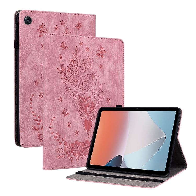 For OPPO Pad Air Butterfly Rose Embossed Leather Tablet Case(Pink) - OPPO by PMC TechLife | Online Shopping South Africa | PMC TechLife | Buy Now Pay Later Mobicred