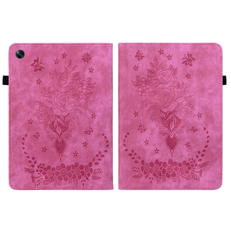 For OPPO Pad Air Butterfly Rose Embossed Leather Tablet Case(Rose Red) - OPPO by PMC TechLife | Online Shopping South Africa | PMC TechLife | Buy Now Pay Later Mobicred