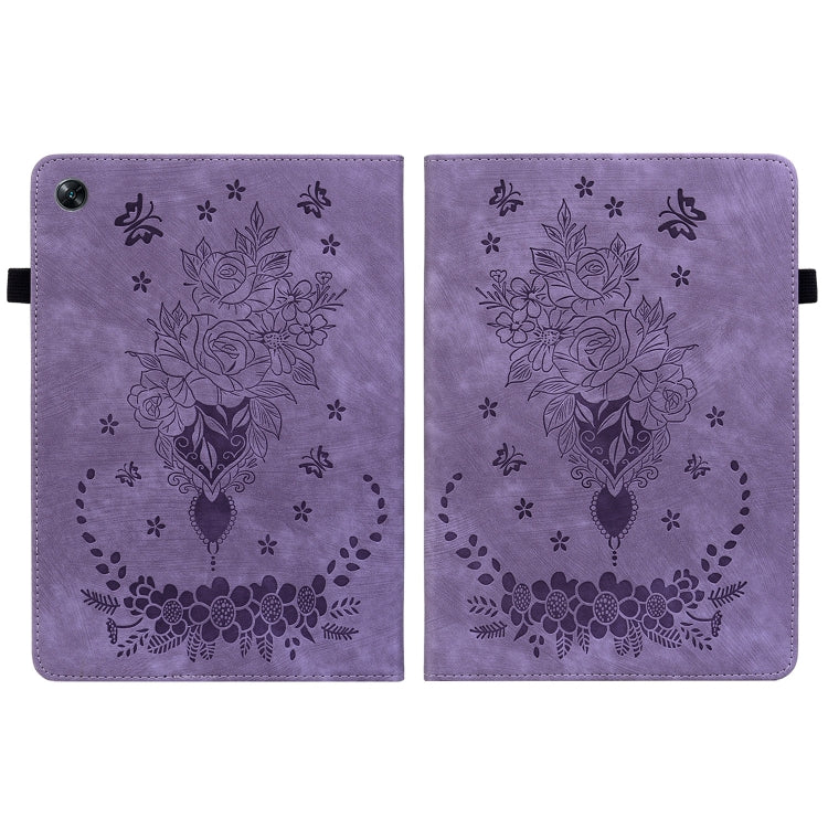 For OPPO Pad Air Butterfly Rose Embossed Leather Tablet Case(Purple) - OPPO by PMC TechLife | Online Shopping South Africa | PMC TechLife | Buy Now Pay Later Mobicred