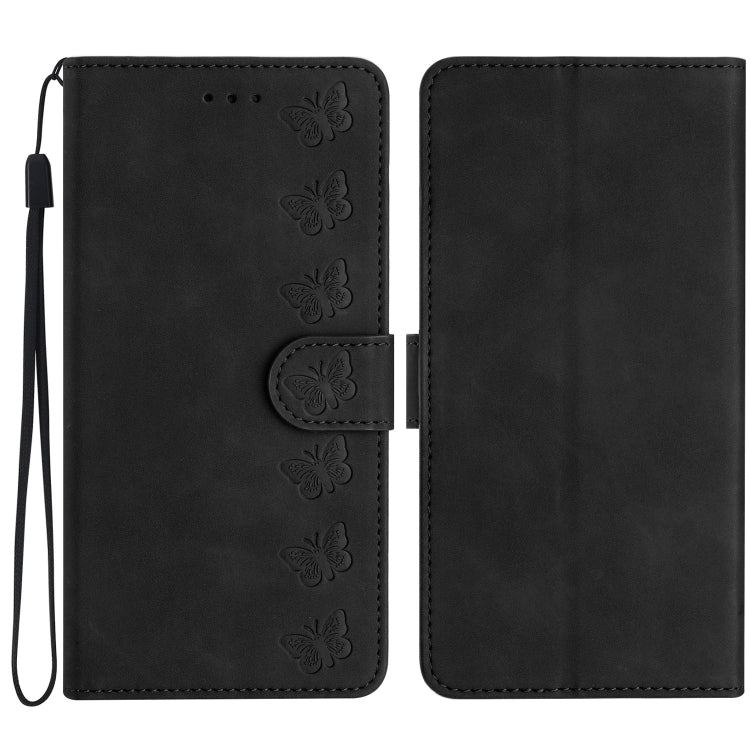 For iPhone 16 Plus Seven Butterflies Embossed Leather Phone Case(Black) - free shipping - PMC TechLife - Order now!