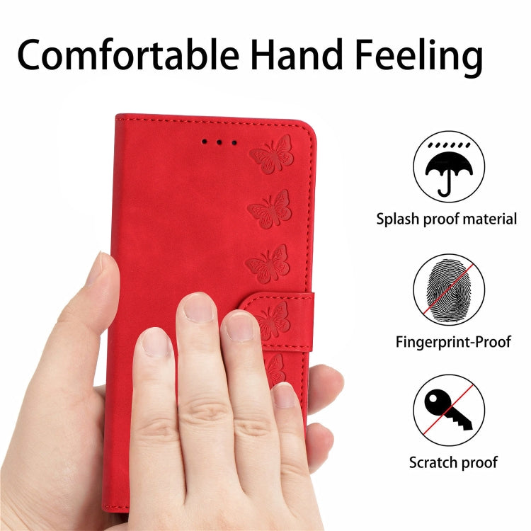 For iPhone 16 Pro Seven Butterflies Embossed Leather Phone Case(Red) - iPhone 16 Pro Cases by PMC TechLife | Online Shopping South Africa | PMC TechLife | Buy Now Pay Later Mobicred