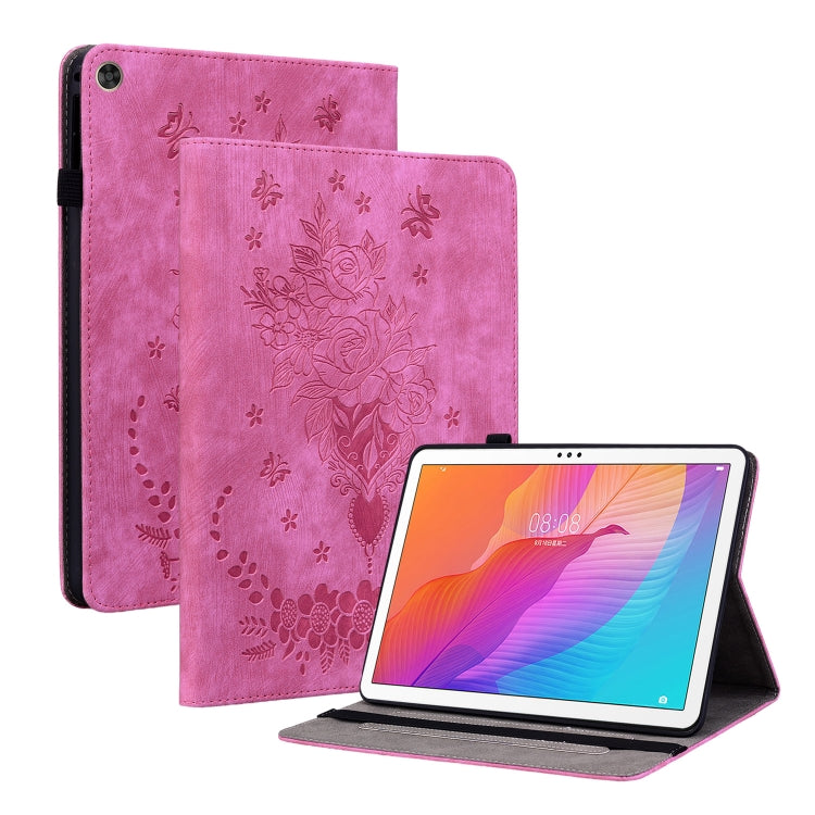 For Huawei MatePad T 10s / Enjoy Tablet 2 Butterfly Rose Embossed Leather Tablet Case(Rose Red) - Huawei Cases by PMC TechLife | Online Shopping South Africa | PMC TechLife | Buy Now Pay Later Mobicred