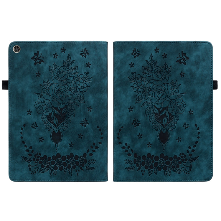 For Huawei MatePad T 10s / Enjoy Tablet 2 Butterfly Rose Embossed Leather Tablet Case(Dark Blue) - Huawei Cases by PMC TechLife | Online Shopping South Africa | PMC TechLife | Buy Now Pay Later Mobicred