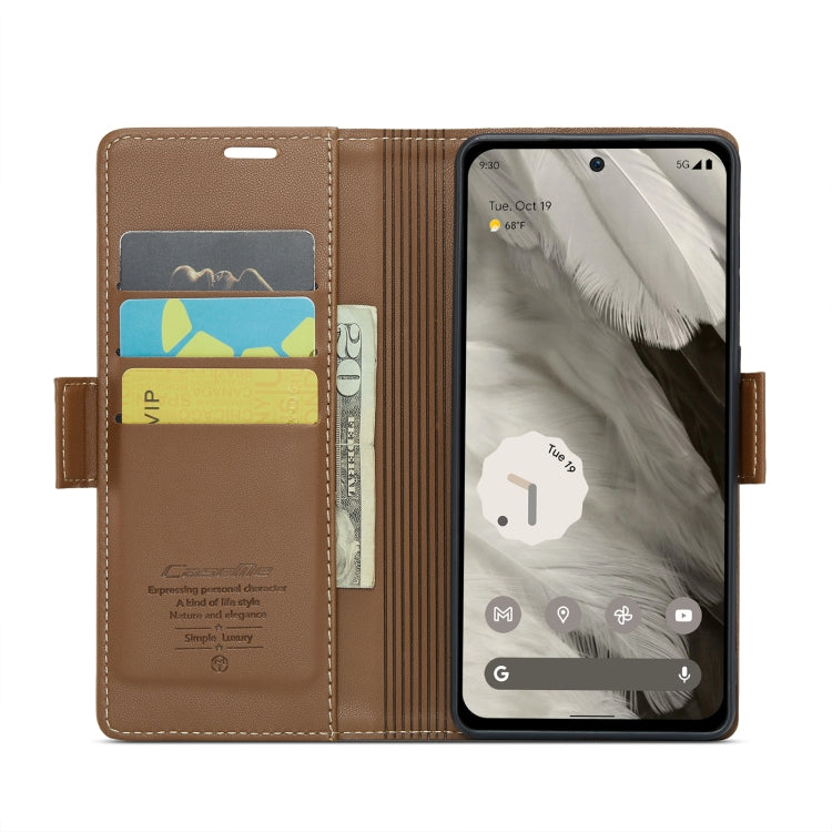 For Google Pixel 8 CaseMe 023 Butterfly Buckle Litchi Texture RFID Anti-theft Leather Phone Case(Brown) - Google Cases by CaseMe | Online Shopping South Africa | PMC Jewellery | Buy Now Pay Later Mobicred