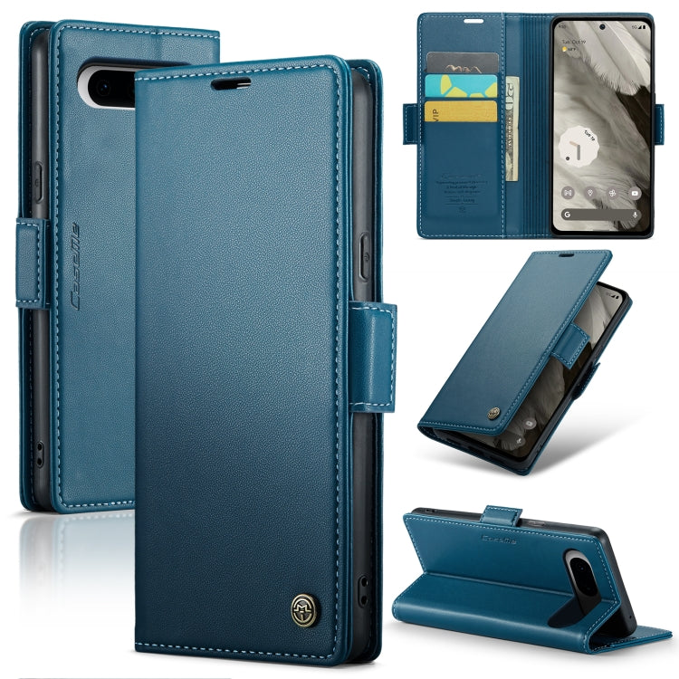 For Google Pixel 8 CaseMe 023 Butterfly Buckle Litchi Texture RFID Anti-theft Leather Phone Case(Blue) - Google Cases by CaseMe | Online Shopping South Africa | PMC Jewellery | Buy Now Pay Later Mobicred