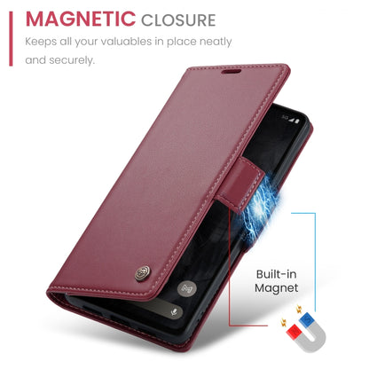 For Google Pixel 8 Pro CaseMe 023 Butterfly Buckle Litchi Texture RFID Anti-theft Leather Phone Case(Wine Red) - Google Cases by CaseMe | Online Shopping South Africa | PMC Jewellery | Buy Now Pay Later Mobicred