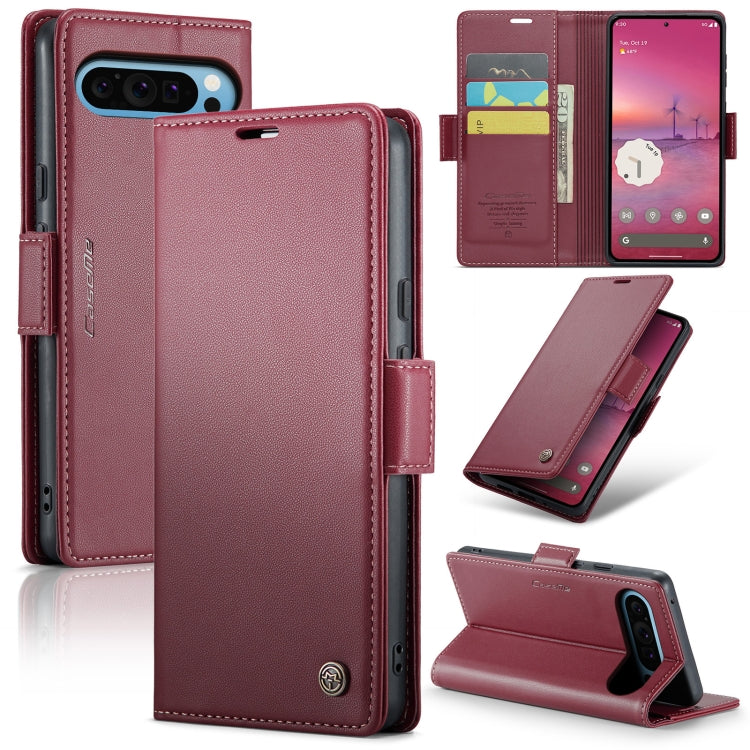 For Google Pixel 9 Pro XL CaseMe 023 Butterfly Buckle Litchi Texture RFID Anti-theft Leather Phone Case(Wine Red) - Google Cases by CaseMe | Online Shopping South Africa | PMC Jewellery | Buy Now Pay Later Mobicred