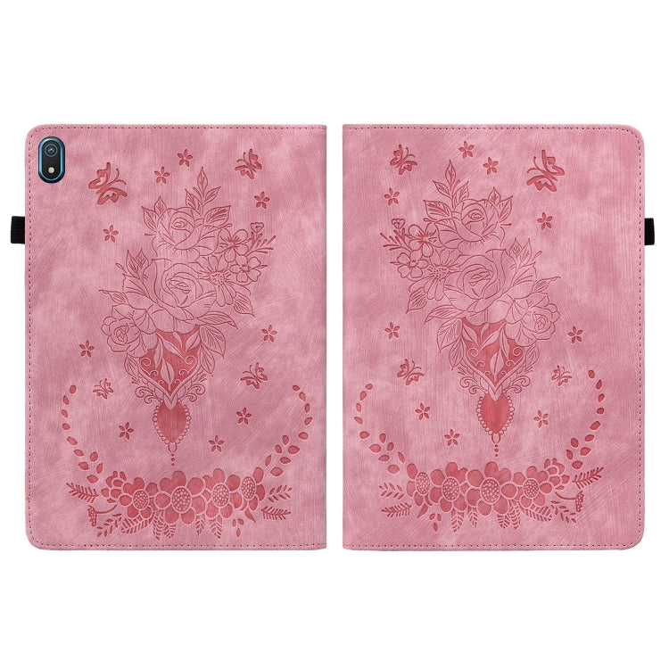 For Nokia T20 10.4 2021 Butterfly Rose Embossed Leather Tablet Case(Pink) - Honor Cases by PMC TechLife | Online Shopping South Africa | PMC TechLife | Buy Now Pay Later Mobicred