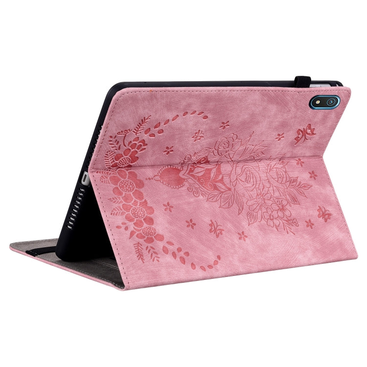 For Nokia T20 10.4 2021 Butterfly Rose Embossed Leather Tablet Case(Pink) - Honor Cases by PMC TechLife | Online Shopping South Africa | PMC TechLife | Buy Now Pay Later Mobicred