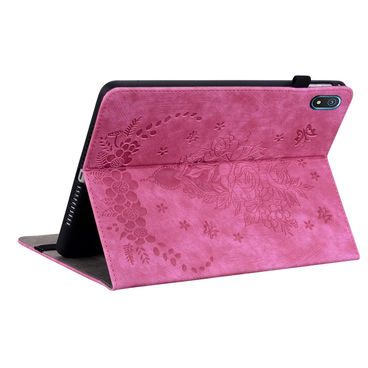 For Nokia T20 10.4 2021 Butterfly Rose Embossed Leather Tablet Case(Rose Red) - Honor Cases by PMC TechLife | Online Shopping South Africa | PMC TechLife | Buy Now Pay Later Mobicred