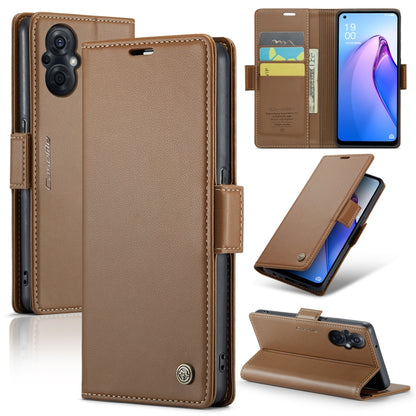 For OPPO Reno7 Z Global/Reno7 Lite Global CaseMe 023 Butterfly Buckle Litchi Texture RFID Anti-theft Leather Phone Case(Brown) - OPPO Cases by CaseMe | Online Shopping South Africa | PMC Jewellery | Buy Now Pay Later Mobicred