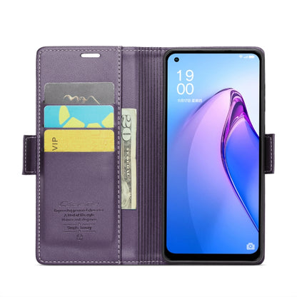 For OPPO Reno8 Lite Global CaseMe 023 Butterfly Buckle Litchi Texture RFID Anti-theft Leather Phone Case(Pearly Purple) - OPPO Cases by CaseMe | Online Shopping South Africa | PMC Jewellery | Buy Now Pay Later Mobicred