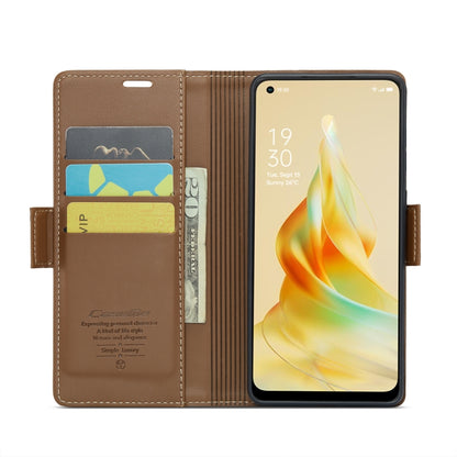 For OPPO Reno8 T 4G CaseMe 023 Butterfly Buckle Litchi Texture RFID Anti-theft Leather Phone Case(Brown) - OPPO Cases by CaseMe | Online Shopping South Africa | PMC Jewellery | Buy Now Pay Later Mobicred