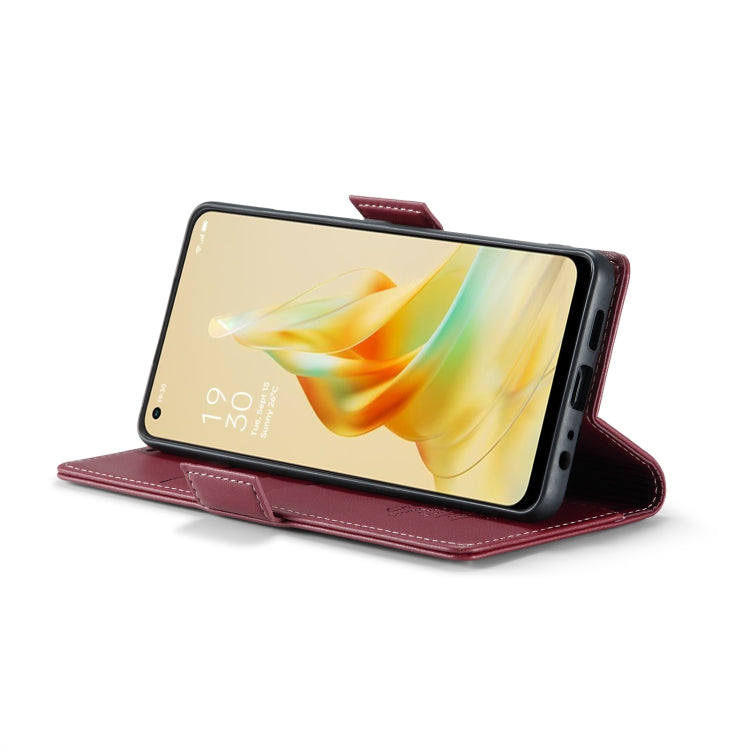 For OPPO Reno8 T 4G CaseMe 023 Butterfly Buckle Litchi Texture RFID Anti-theft Leather Phone Case(Wine Red) - OPPO Cases by CaseMe | Online Shopping South Africa | PMC Jewellery | Buy Now Pay Later Mobicred