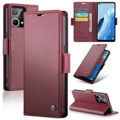 For OPPO Reno7 4G Indonesia/F21 Pro 4G/Reno8 4G CaseMe 023 Butterfly Buckle Litchi Texture RFID Anti-theft Leather Phone Case(Wine Red) - OPPO Cases by CaseMe | Online Shopping South Africa | PMC Jewellery | Buy Now Pay Later Mobicred