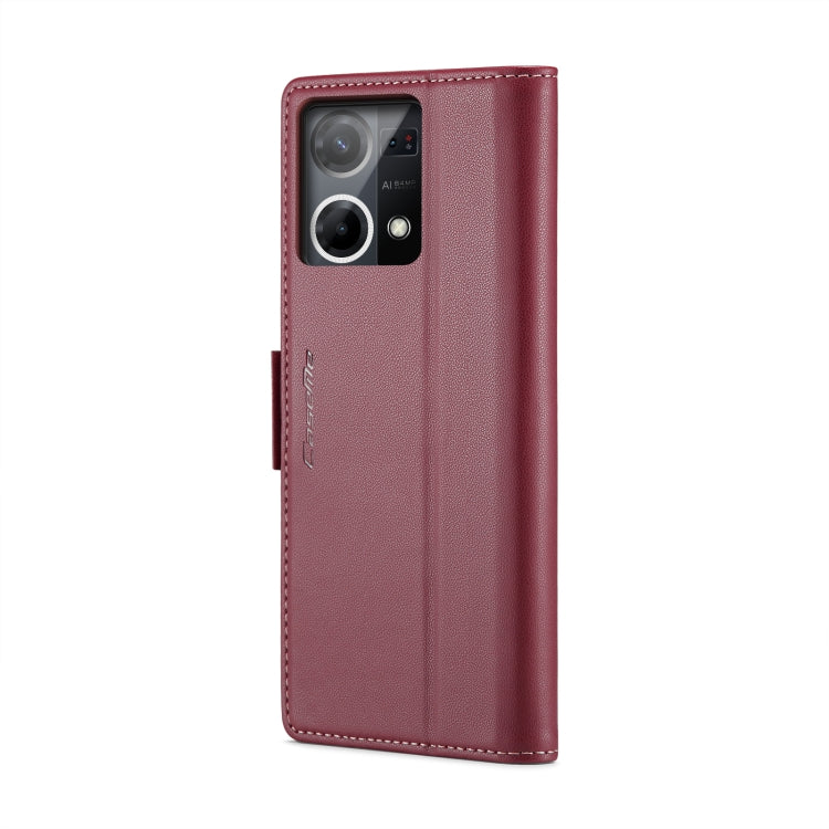 For OPPO Reno7 4G Indonesia/F21 Pro 4G/Reno8 4G CaseMe 023 Butterfly Buckle Litchi Texture RFID Anti-theft Leather Phone Case(Wine Red) - OPPO Cases by CaseMe | Online Shopping South Africa | PMC Jewellery | Buy Now Pay Later Mobicred