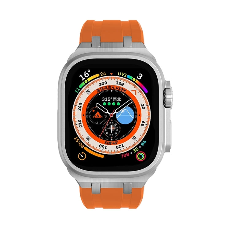 AP Silicone Watch Band For Apple Watch SE 2023 40mm(Silver Orange) - Watch Bands by PMC TechLife | Online Shopping South Africa | PMC TechLife