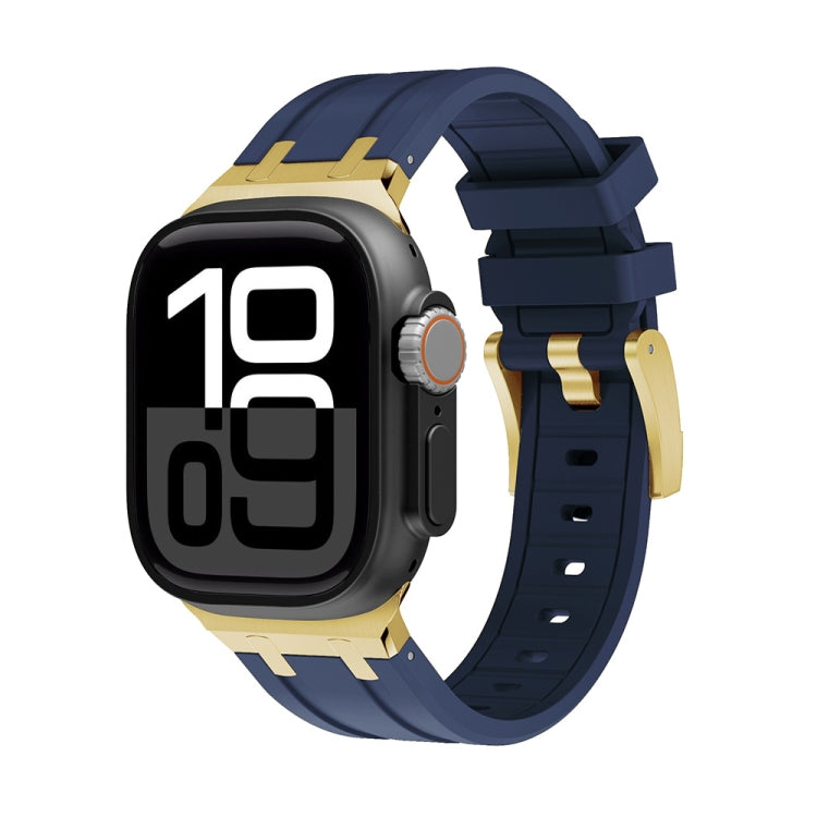 AP Silicone Watch Band For Apple Watch Series 10 42mm(Gold Blue) - free shipping - PMC TechLife - Order now!