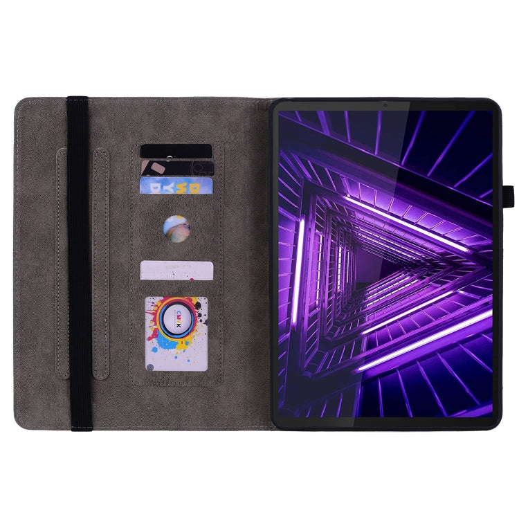 For Lenovo M10 Plus Butterfly Rose Embossed Leather Tablet Case(Dark Blue) - Lenovo by PMC TechLife | Online Shopping South Africa | PMC TechLife | Buy Now Pay Later Mobicred
