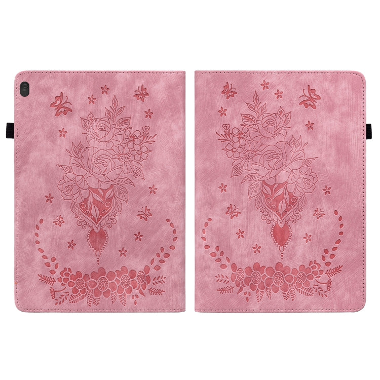 For Lenovo M10 Butterfly Rose Embossed Leather Tablet Case(Pink) - Lenovo by PMC TechLife | Online Shopping South Africa | PMC TechLife | Buy Now Pay Later Mobicred
