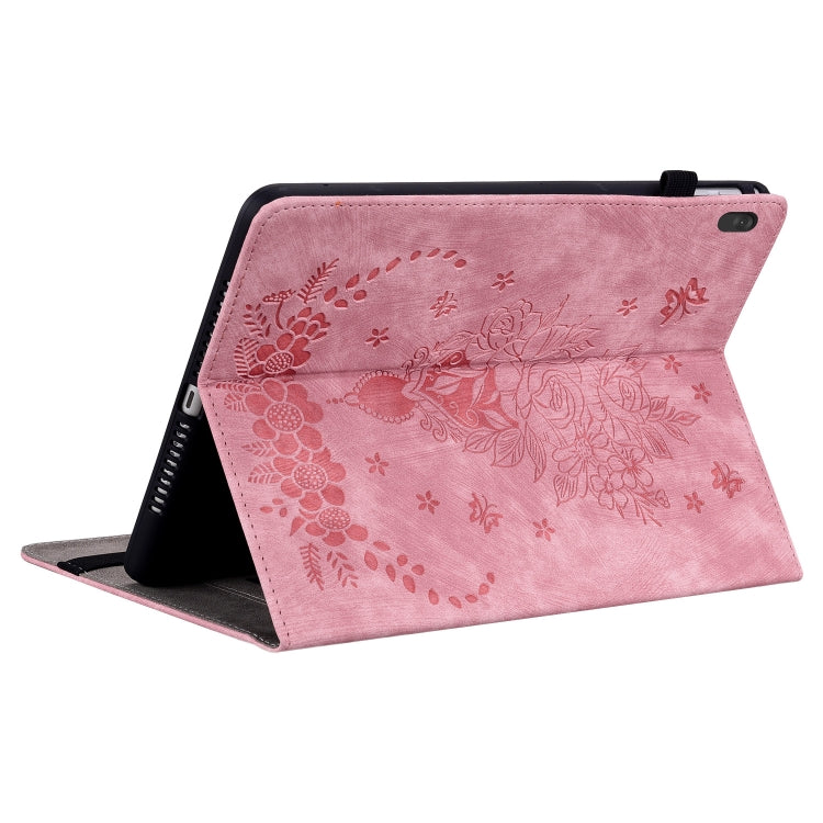 For Lenovo M10 Butterfly Rose Embossed Leather Tablet Case(Pink) - Lenovo by PMC TechLife | Online Shopping South Africa | PMC TechLife | Buy Now Pay Later Mobicred