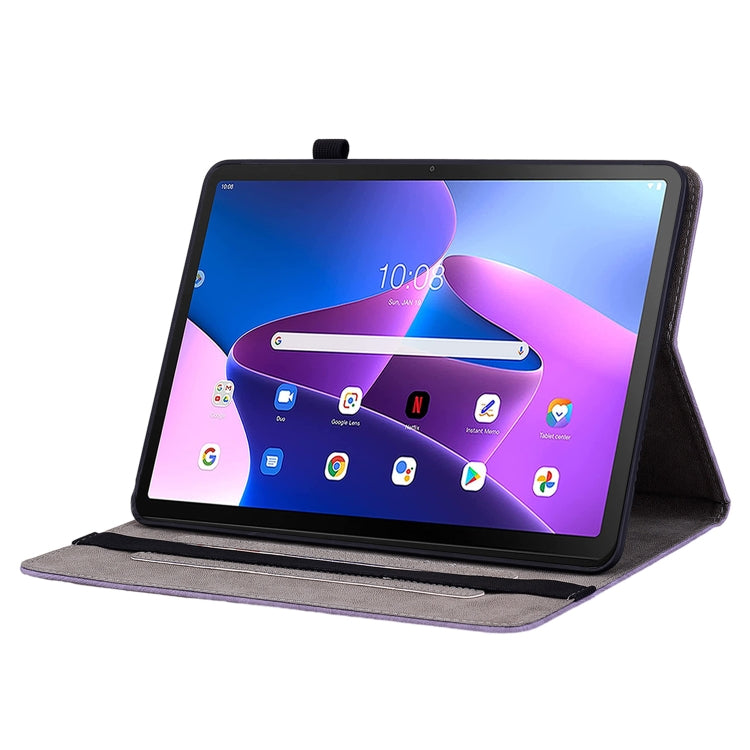 For Lenovo Tab M10 10.1 3rd Gen Butterfly Rose Embossed Leather Tablet Case(Purple) - Lenovo by PMC TechLife | Online Shopping South Africa | PMC TechLife | Buy Now Pay Later Mobicred
