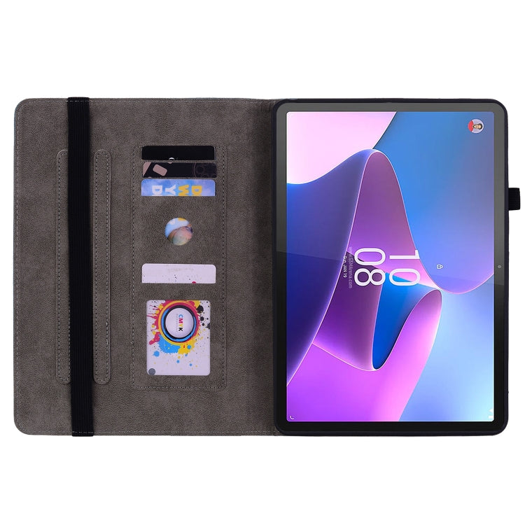 For Lenovo Tab P11 Pro Gen 2 11.2 Butterfly Rose Embossed Leather Tablet Case(Dark Blue) - Lenovo by PMC TechLife | Online Shopping South Africa | PMC TechLife | Buy Now Pay Later Mobicred