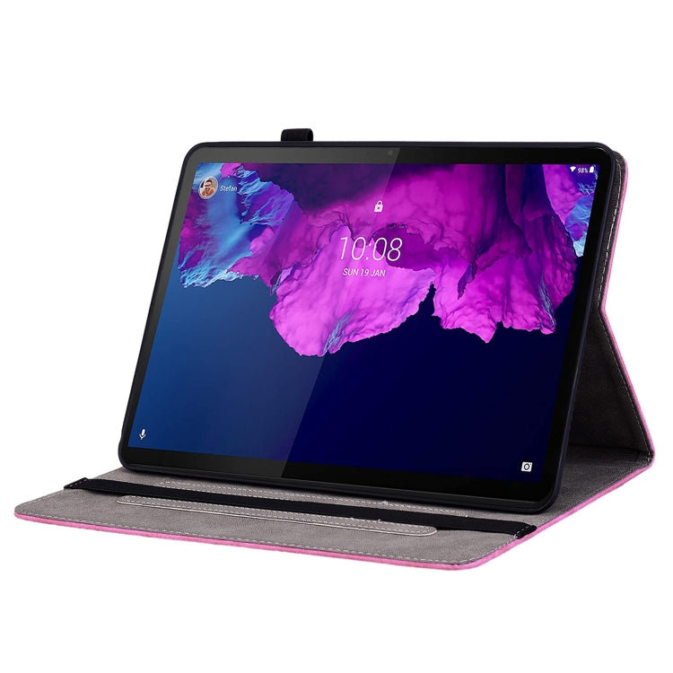For Lenovo Tab P11 TB-J606F Butterfly Rose Embossed Leather Tablet Case(Rose Red) - Lenovo by PMC TechLife | Online Shopping South Africa | PMC TechLife | Buy Now Pay Later Mobicred