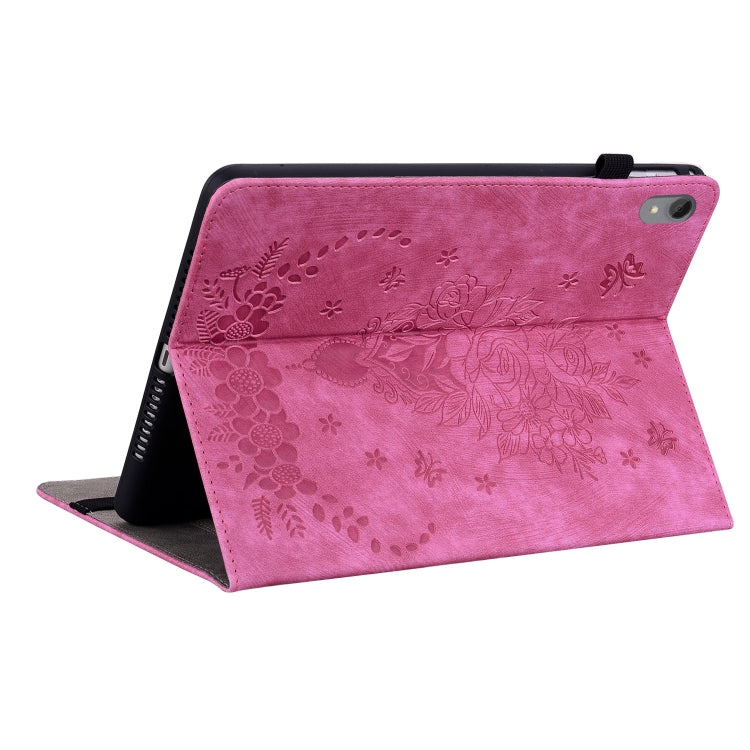 For Lenovo Tab P11 TB-J606F Butterfly Rose Embossed Leather Tablet Case(Rose Red) - Lenovo by PMC TechLife | Online Shopping South Africa | PMC TechLife | Buy Now Pay Later Mobicred