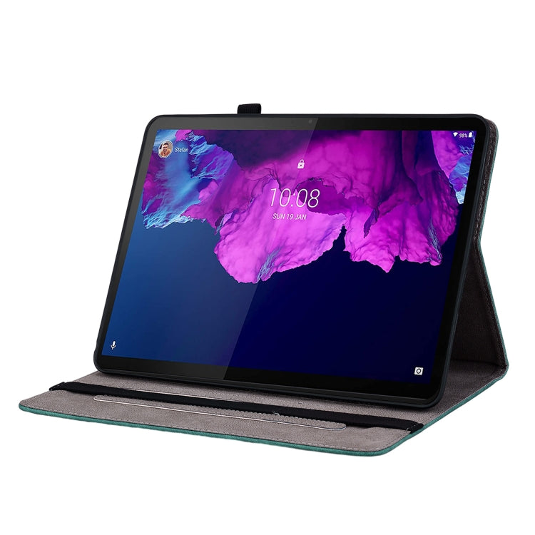 For Lenovo Tab P11 TB-J606F Butterfly Rose Embossed Leather Tablet Case(Green) - Lenovo by PMC TechLife | Online Shopping South Africa | PMC TechLife | Buy Now Pay Later Mobicred