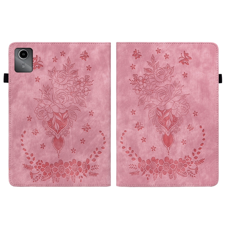 For Lenovo Tab M11/Xiaoxin Pad 11 2024 Butterfly Rose Embossed Leather Tablet Case(Pink) - Lenovo by PMC TechLife | Online Shopping South Africa | PMC TechLife | Buy Now Pay Later Mobicred