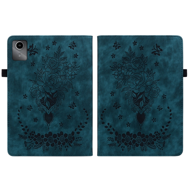 For Lenovo Tab M11/Xiaoxin Pad 11 2024 Butterfly Rose Embossed Leather Tablet Case(Dark Blue) - Lenovo by PMC TechLife | Online Shopping South Africa | PMC TechLife | Buy Now Pay Later Mobicred