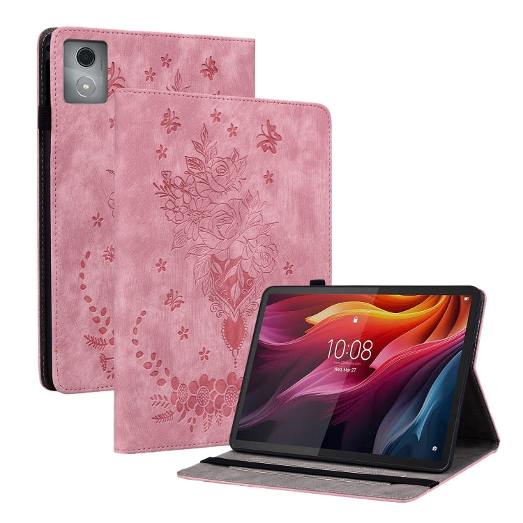For Lenovo Tab K11 Plus Butterfly Rose Embossed Leather Tablet Case(Pink) - Lenovo by PMC TechLife | Online Shopping South Africa | PMC TechLife | Buy Now Pay Later Mobicred