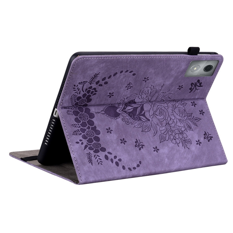 For Lenovo Tab K11 Plus Butterfly Rose Embossed Leather Tablet Case(Purple) - Lenovo by PMC TechLife | Online Shopping South Africa | PMC TechLife | Buy Now Pay Later Mobicred