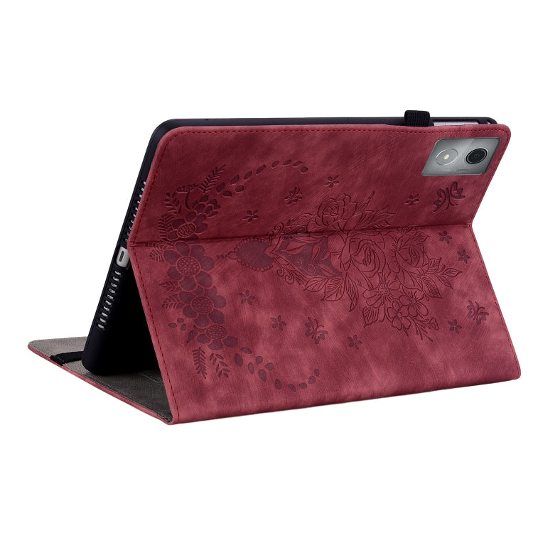 For Lenovo Tab K11 Plus Butterfly Rose Embossed Leather Tablet Case(Red) - Lenovo by PMC TechLife | Online Shopping South Africa | PMC TechLife | Buy Now Pay Later Mobicred