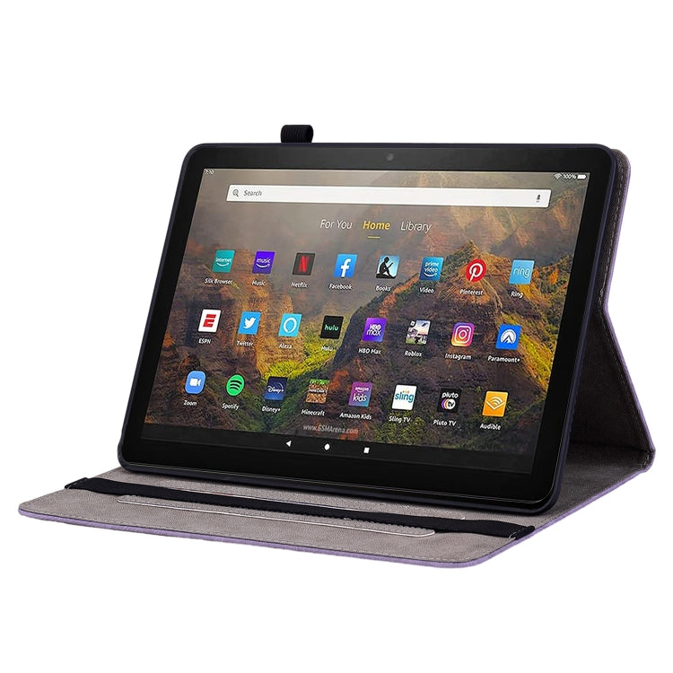 For Amazon Kindle Fire HD10 2021 Butterfly Rose Embossed Leather Smart Tablet Case(Purple) - free shipping - PMC TechLife - Order now!