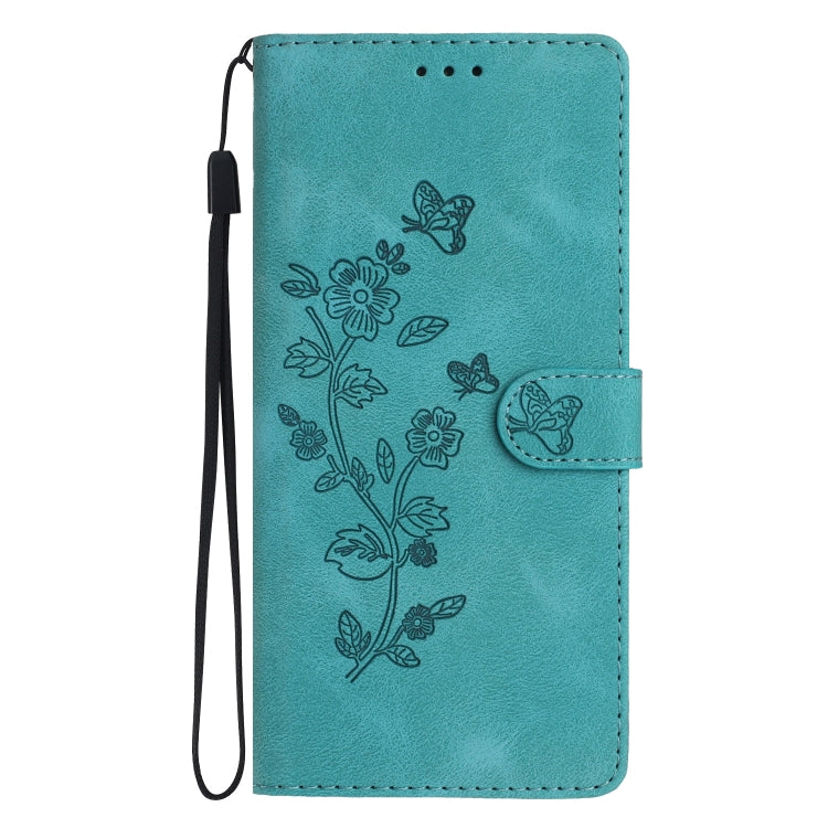 For iPhone 16 Flower Butterfly Embossing Pattern Leather Phone Case(Sky Blue) - iPhone 16 Cases by PMC Jewellery | Online Shopping South Africa | PMC Jewellery | Buy Now Pay Later Mobicred