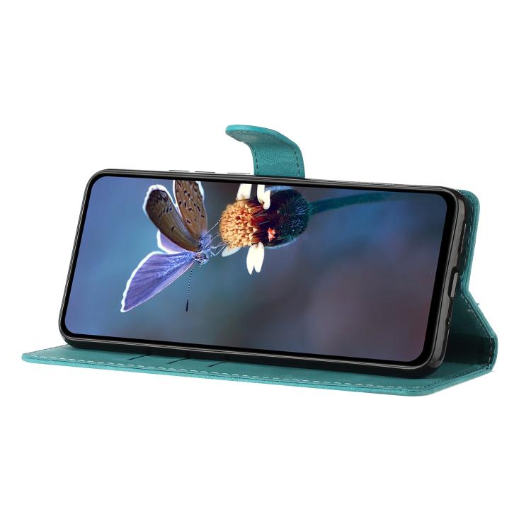 For iPhone 16e Flower Butterfly Embossing Pattern Leather Phone Case(Sky Blue) - iPhone 16e Cases by PMC TechLife | Online Shopping South Africa | PMC TechLife | Buy Now Pay Later Mobicred