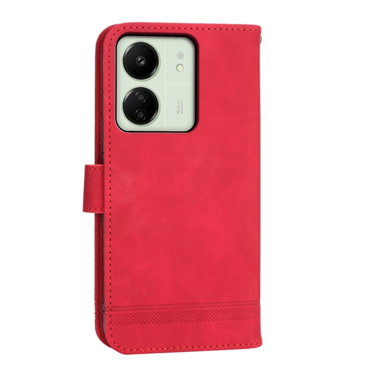 For Xiaomi Redmi 13C Dierfeng Dream Line TPU + PU Leather Phone Case(Red) - 13C Cases by PMC TechLife | Online Shopping South Africa | PMC TechLife | Buy Now Pay Later Mobicred