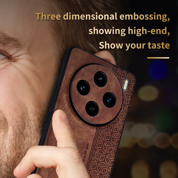 For vivo X100 AZNS 3D Embossed Skin Feel Phone Case(Brown) - vivo Cases by AZNS | Online Shopping South Africa | PMC Jewellery | Buy Now Pay Later Mobicred