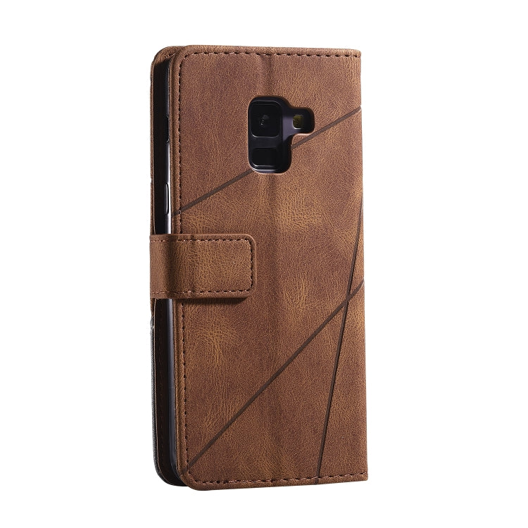 For Samsung Galaxy A8(2018) Skin Feel Splicing Horizontal Flip Leather Case with Holder & Card Slots & Wallet & Photo Frame(Brown) - Galaxy Phone Cases by PMC Jewellery | Online Shopping South Africa | PMC Jewellery