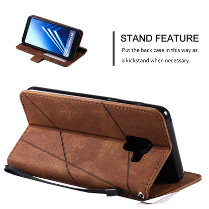 For Samsung Galaxy A8(2018) Skin Feel Splicing Horizontal Flip Leather Case with Holder & Card Slots & Wallet & Photo Frame(Brown) - Galaxy Phone Cases by PMC Jewellery | Online Shopping South Africa | PMC Jewellery