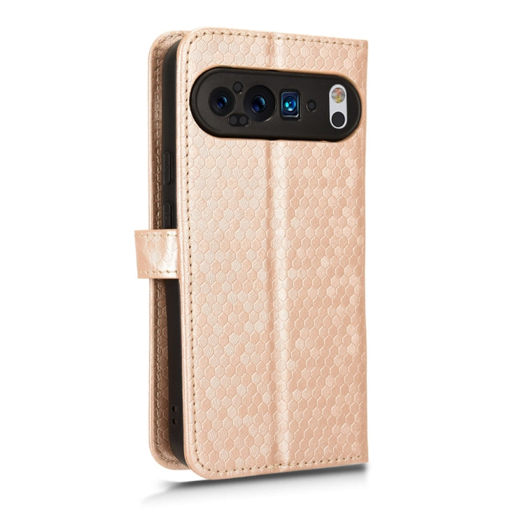 For Google Pixel 9 Honeycomb Dot Texture Leather Phone Case(Gold) - Google Cases by PMC TechLife | Online Shopping South Africa | PMC TechLife | Buy Now Pay Later Mobicred