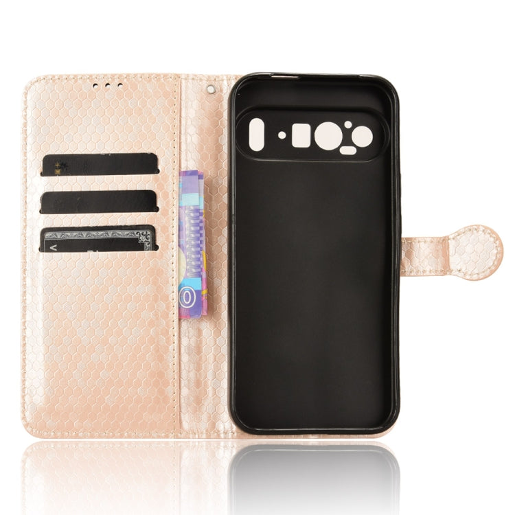 For Google Pixel 9 Honeycomb Dot Texture Leather Phone Case(Gold) - Google Cases by PMC TechLife | Online Shopping South Africa | PMC TechLife | Buy Now Pay Later Mobicred