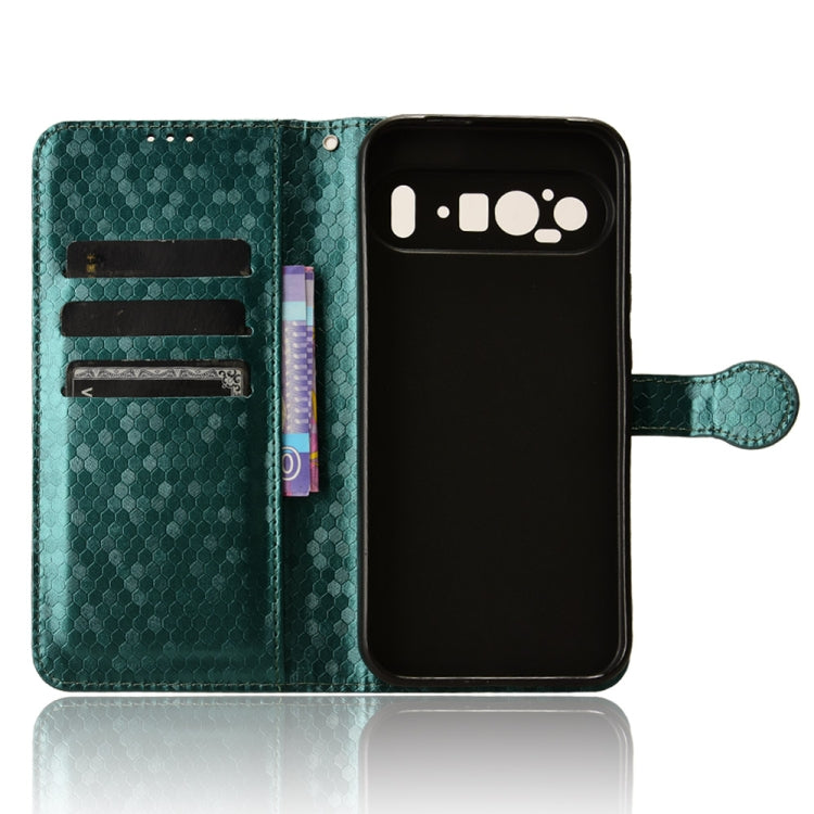 For Google Pixel 9 Pro XL Honeycomb Dot Texture Leather Phone Case(Green) - Google Cases by PMC Jewellery | Online Shopping South Africa | PMC Jewellery | Buy Now Pay Later Mobicred