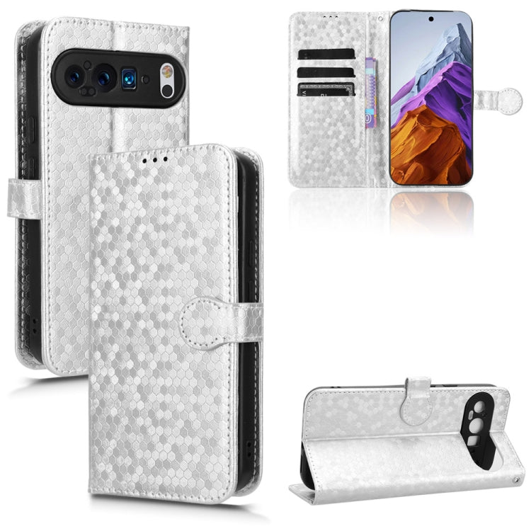 For Google Pixel 9 Pro XL Honeycomb Dot Texture Leather Phone Case(Silver) - free shipping - PMC TechLife - Order now!