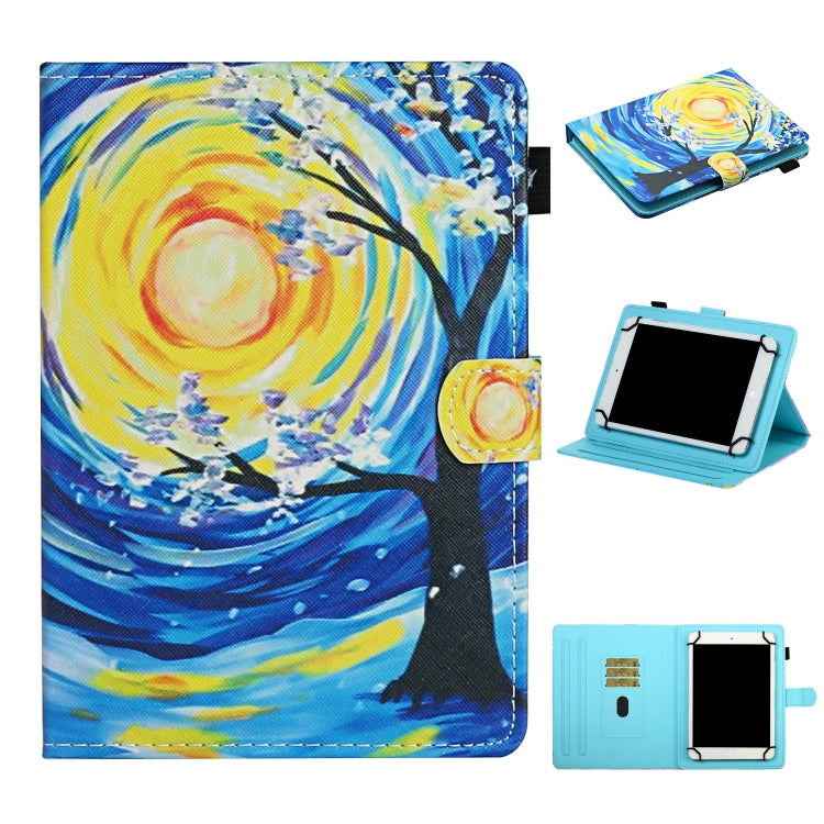 For 10 inch Universal Tablet PC Colored Drawing Pattern Horizontal Flip Leather Case with Holder & Card Slots(Starry Sky Tree) - free shipping - PMC TechLife - Order now!